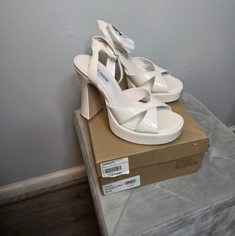Steve‎ Madden Tali Bone Patent Leather High-Heel Sandals